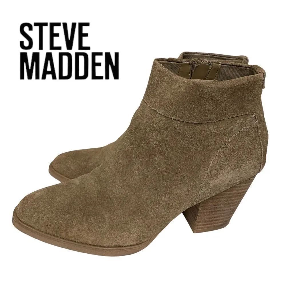 Steve Madden Faander Almond Suede Leather Ankle Boots Booties 10